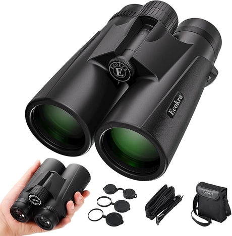 12x42 HD Binoculars for Adults, Super Bright High Power Binoculars with Large View, Clear Low Light Night Vision, BAK4, FMC Prisms, Waterproof Compact Binoculars for Bird Watching Hunting Stargazing.