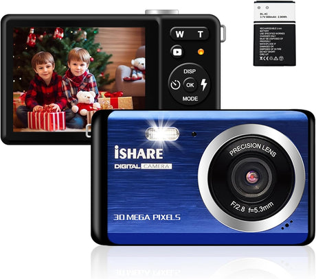 Small Digital Camera for Photography with 2.8" FHD 1080P 18X Digital Zoom, 30MP Mini Cheap Camera Rechargeable Point and Shoot Cameras,Built-in Microphone,Kids Camera with a Battery(Black).