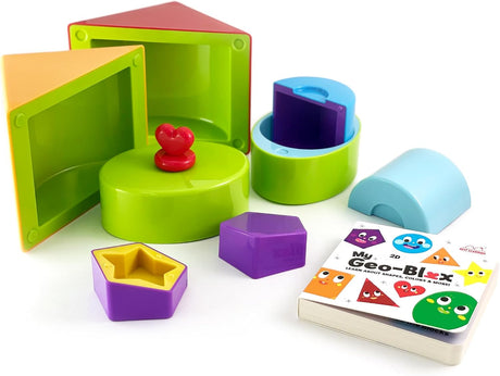 BEST LEARNING My Geo-Blox - Magnetic Sorting and Building Blocks to Learn Colors and Shapes for Children 3+ Years - Cardboard Book Included - First Birthday Gift, Present for Boys and Girls.