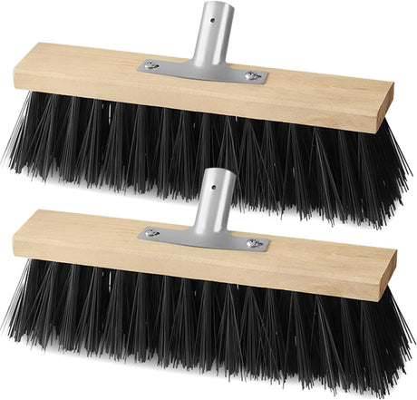 AYSUM 2 Pack 12" Sweeping Brush Head Garden Broom Outdoor with Stiff PVC Bristles, Concrete Brooms Floor Brush for Sweeping Yard, Garden & Decking.