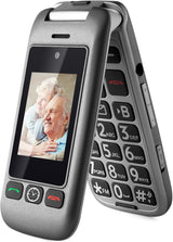 artfone 4G VoLTE SIM-Free & Unlocked Mobile Phones, Dual-Screen Flip Phone, Senior Basic Big Button Mobile Phones G6 for Elderly People with SOS Button, USB-C, Torch, Charging Dock.