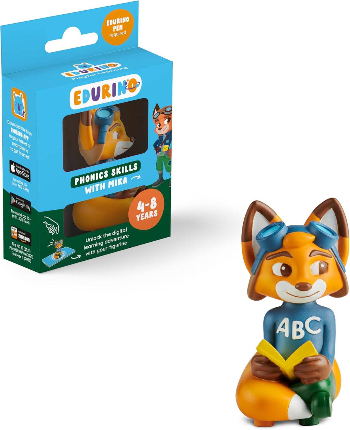 Edurino Mika - Phonic Skills Games, Letters & Sounds, Writing Practice - Fun Educational Toy for Kids 4+ - Includes 1 x Mika Figurine and App Access for Engaging Phonics Learning, Handwriting Practice.