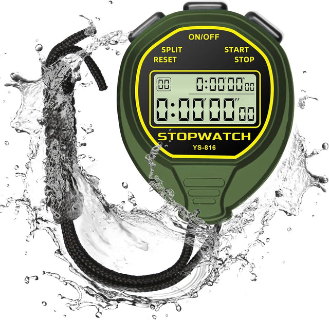 LIGHIGH Waterproof Stopwatch Timer, 30 Laps Split Memory Digital Simple Stopwatch Timer with ON/Off Function, No Clock No Calendar No Alarm, Silent Stop Watch for Sports Coaches Swimming Running.