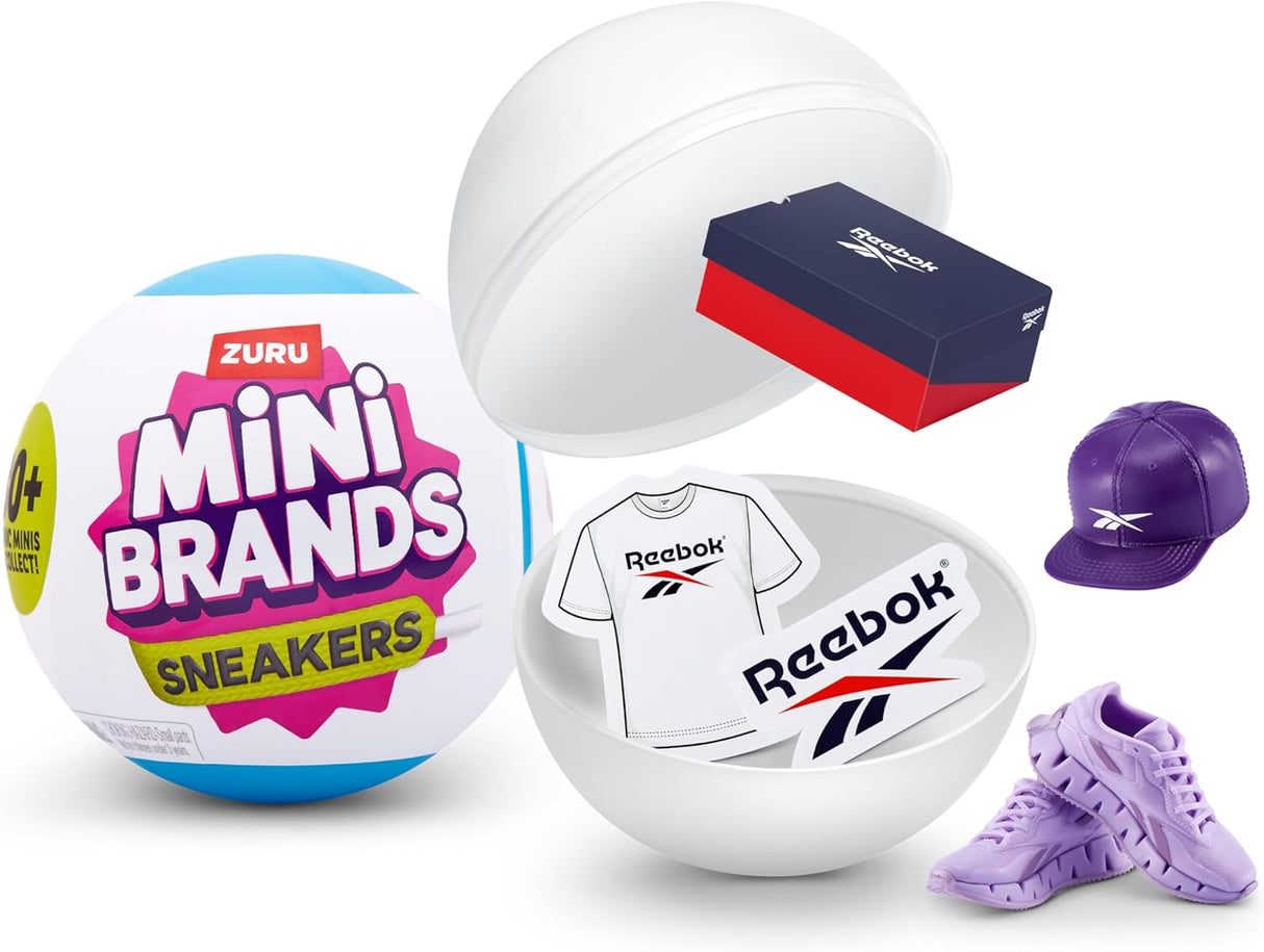 Mini Brands Sneakers Single Capsule, Real Miniature Sneaker Brands Collectible Toy, Capsules of 5 Mystery Miniature Sneaker Brands and Accessories, Kids, Teens, Adults and Collector's (Single Capsule).