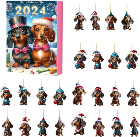 Dachshund Advent Calendar 2024, 24 Days of Christmas Collectible Funny Dog Set, Advent Calendar 2024 Kids, Christmas Advent Calendar 2024, Silly and Cute Dachshund Toy Advent Calendar 2024.