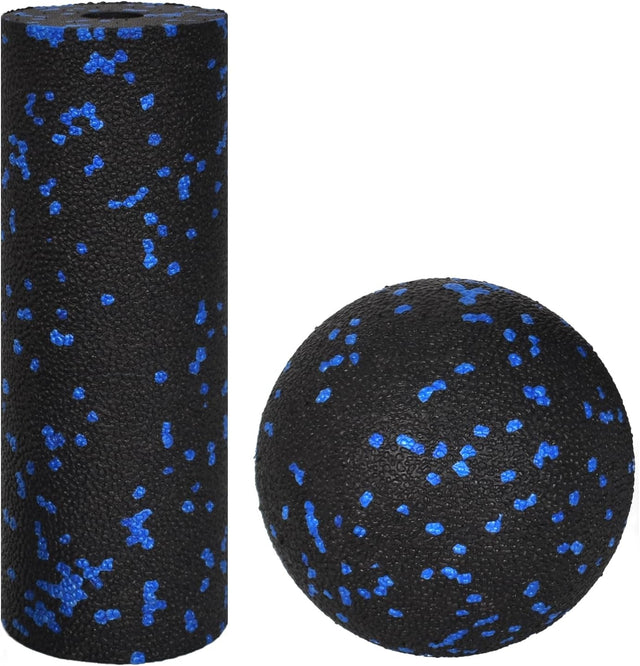 EPP Massage Ball Set, Massage Foam Roller and Ball, Medium-Hard Foam Roller, EPP Massage Roller for Muscle Massage and Tension Relief to Avoid Accidental Injuries (Blue Spot).