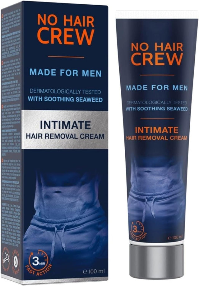 NO HAIR CREW Intimate Hair Removal Cream - Extra Gentle Depilatory Cream for Sensitive Areas. Made for Men, 100 ml.