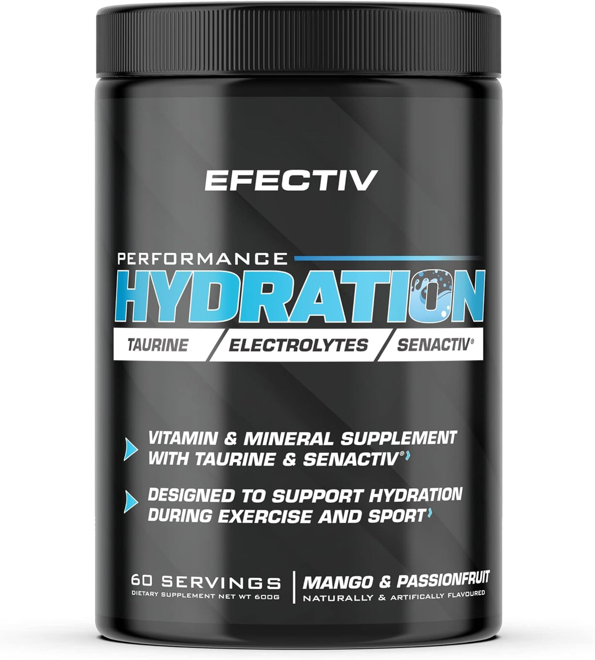 EFECTIV Performance Hydration | Taurine | Electrolytes | SENACTIV | Vitamin and Minerals | 60 Servings | 600g (Lemon & Lime).