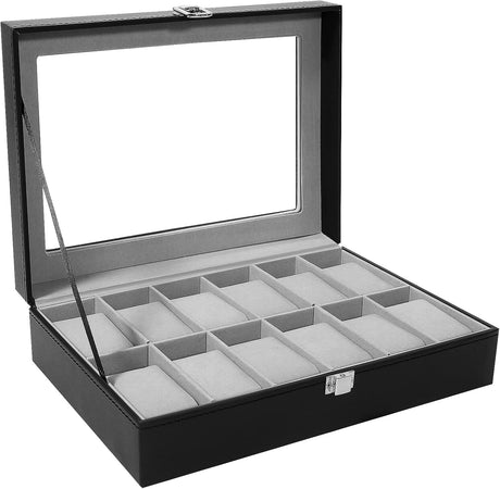 Uten Watch Boxes 6 Slots, Watch Display Storage Box PU Jewelry Collection Case Organiser Holder.