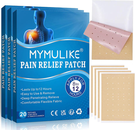 Pain Relief Patches 60 PCs, Pain Relief Plaster for Knee Joint, Chinese Natural Pain Relief Plaster Self Heating Warming Meridians Patches Plaster.