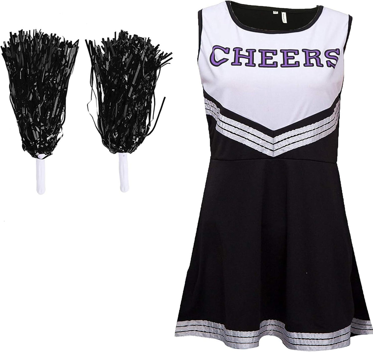 Cheerleader Costume Women Cheeleader Outfit Musical Uniform with Matching Pom Poms Perfect for Halloween.