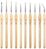 Fine Detail Brushes with Triangular Handles,10 Miniature Brush for Fine Detailing & Art Painting,Acrylic&Nail, Models,Watercolour, Miniatures,Oil, Wargaming figures.(golden maple series）.