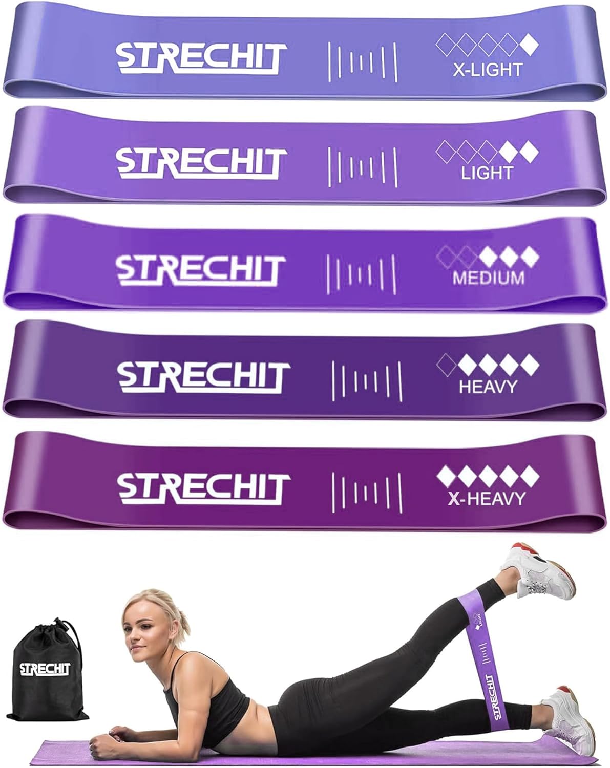 Resistance Bands for Men & Women with Different Resistance Levels for Shaping Legs & Glutes - Exercise Band for Gym, Yoga, Home Exercise, Workout with Carrying Bag & Posture Guide.