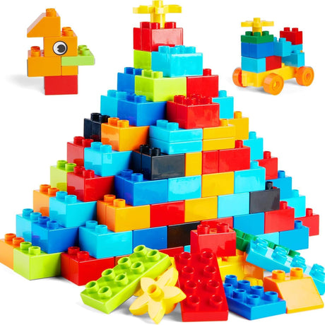 WYSWYG Classic Big Building Block Set, Large 240 Pieces Building Bricks, Compatible with All Major Brand Bulk Bricks, Toddler STEM Toys for Boys Girls Age 3 4 5 6 Years Old.