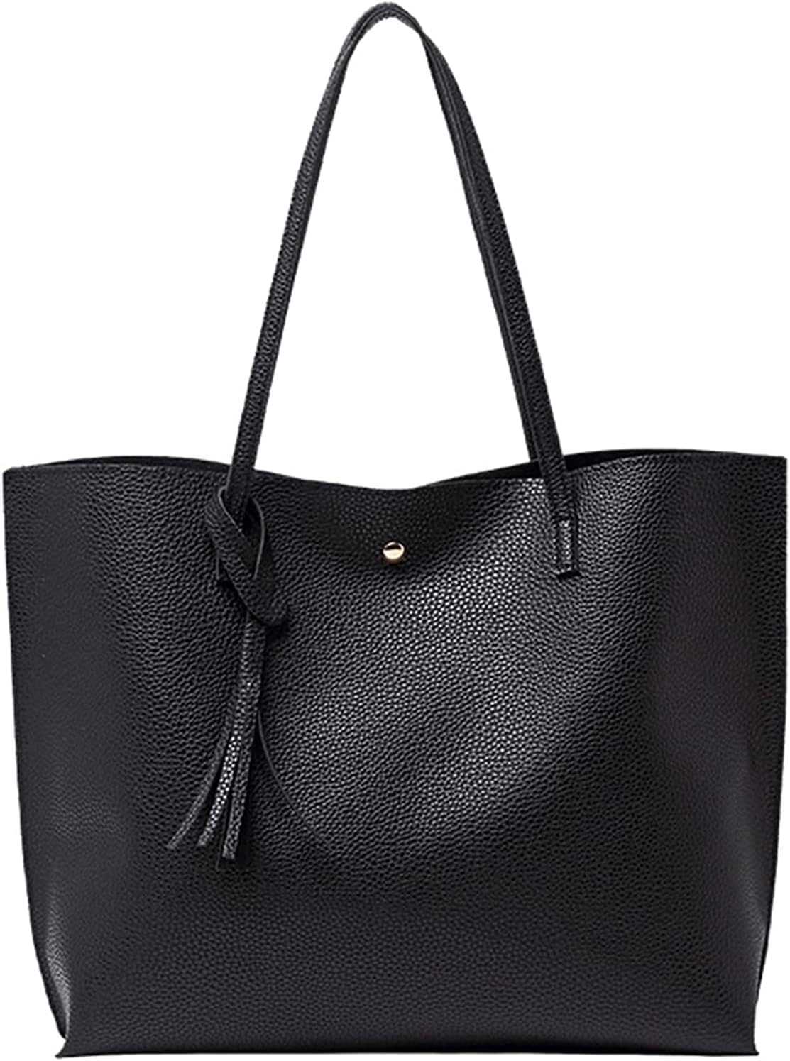 Tote Bag for Women Large Capacity Black Women Shoulder Bag Soft PU Leather With extra Scarf.