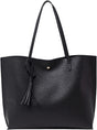 Tote Bag for Women Large Capacity Black Women Shoulder Bag Soft PU Leather With extra Scarf.