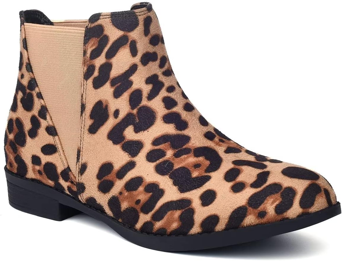 ComeShun Classic Chelsea Boots Low Block Heels Comfort Ankle Boots.