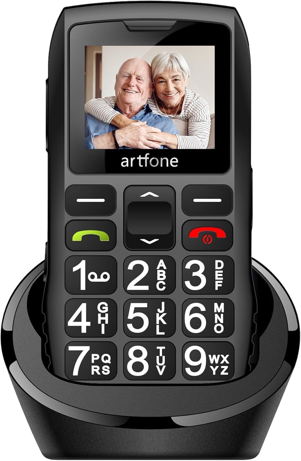 artfone Senior Mobile Phones SIM-Free & Unlocked Mobile Phones, Basic Big Button Mobile Phone for Elderly People with SOS Alarm Call Button Loud Volume USB-C Charging Dock,1400mAh Battery, Black.