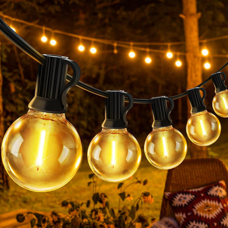 JEYMORKEY Festoon String Outdoor Garden Lights - 30M 100ft G40 Outside Electric Light Mains Powered Shatterproof LED Bulb Waterproof Lighting for Outside Patio Pergola Gazebo.