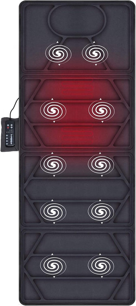 Snailax Full Body Massage Mat with Heat - 10 Motors Vibrating Full Back Massagers with 2 Heating Pads for Neck, Back, Shoulders, Massage Mattress Pad, Lumbar Calf Muscle Relaxation,Father's Day Gifts.