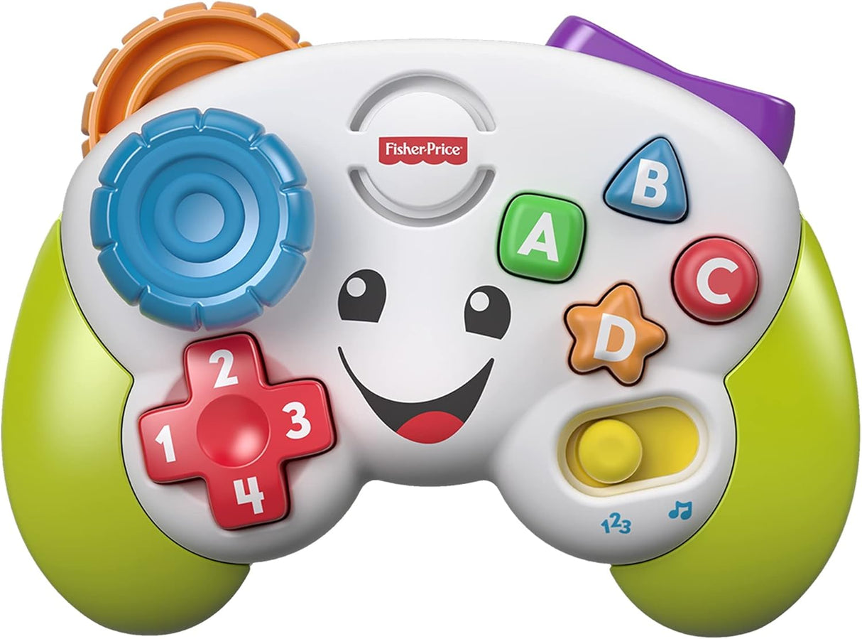 Fisher-Price Laugh & Learn Game & Learn Controller, UK English Version, musical toy with lights and learning content for baby and toddler ages 6-36 months, FWG12.