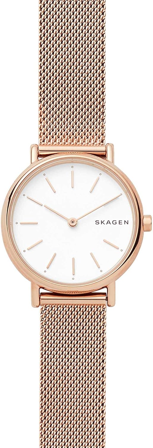 Skagen Watch for Women Signatur Lille, Two Hand Movement, 30 mm Rose Gold Stainless Steel Case with a Stainless Steel Mesh Strap, SKW2694.