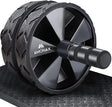 Amonax Convertible Ab Wheel Roller with Large Knee Mat for Core Abs Rollout Exercise. Double Wheel Set with Dual Fitness Strength Training Modes at Gym or Home.