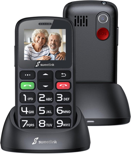 SweetLink S2 Plus Senior Mobile Phone,Big Button Mobile Phone for Elderly,1400mAh Battery,SOS Emergency Button,Loud Volume,Speed Dial,Photo Contact,Flashlight,FM Radio,2G Dual SIM.