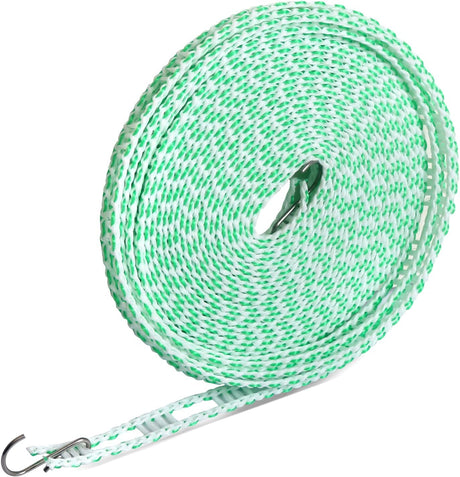 10m/ 32.8ft Windproof Non-Slip Clothesline, Rope for Hanging Clothes Portable Clothes Line with PE Material, Clothes Drying Rope for Outdoor Camping Travel Hanger or Home Use (Green White).