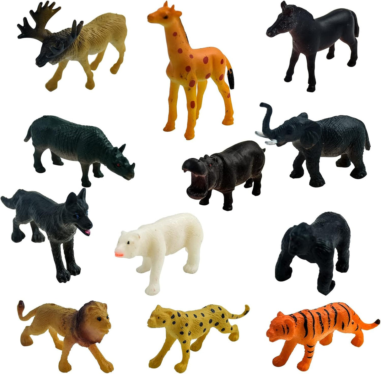 12pcs Safari Animals Toys, Mini Jungle Animal Figurines Animals Toys for Kids Plastic Safari Animal Figures African Animal Playset Jungle Wild Animal Zoo Figurines for Toddlers 3 4 5 6 Years Old