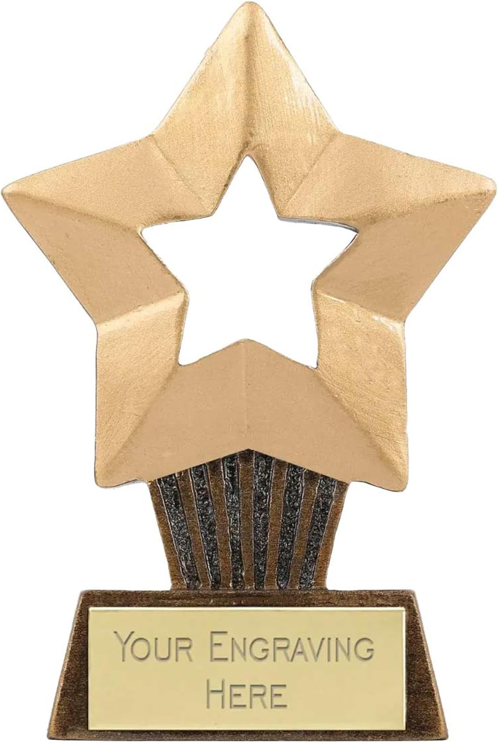 TROPHIESPLUSMEDALS Personalised Mini Star Trophy - 10cm | Small 3 7/8" Gold First Place Award Winner Trophies for Fun Kids Party, Sports, School & Games Reward | Includes Free Metal Plate Engraving.