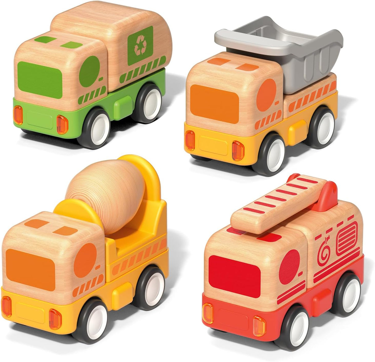 Wanborns 3pcs Wooden Toys Cars, Ambulance, Police Car and School Bus Educational Toy, Early Learning for Toddlers, Colorful Vehicles Play Set for 2 3 Year Old Boys Girls Christmas Birthday Gift.