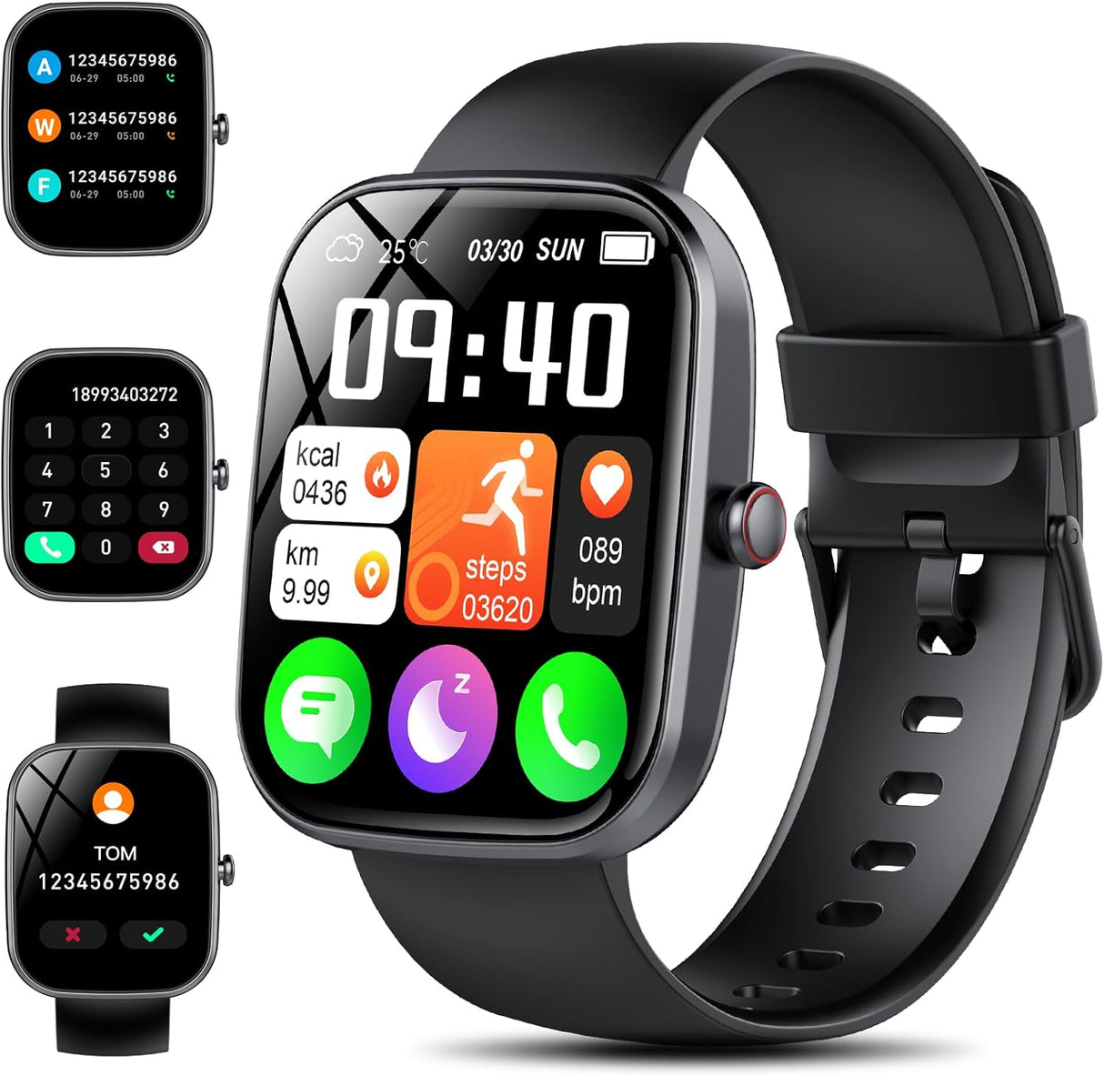 Smart Watch for Men Women Answer/Make Calls, 1.91" Touch Screen Fitness Watch with Heart Rate Monitoring, 113+ Sport Modes, Sleep/SpO2 Monitor, IP68 Waterproof Step Counter, Smartwatch for iOS/Android.