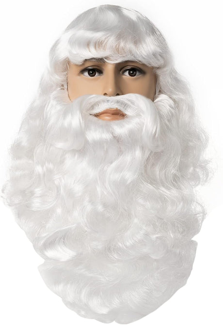 FESTIVAL PARTY Value Santa Claus Beard and Wig Set, for Men and Women, Santa Cruz Wizard Old Man, Costume Halloween Christmas Cosplay and Party White Hair.