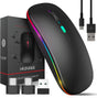 Wireless Mouse for Laptop With 2 USB A to USB C Adapter, 2.4GHZ Bluetooth Mouse Rechargeable, Laptop Mouse Computer Accessories, USB Mouse 3 Buttons-Laptop Mouse Wireless PC Mouse 800 to 2400 Dpi.