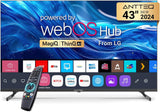 Antteq 25 Inch Smart TV, WebOS FHD TV MagiQ 25" with ThinQ AI Voice Magic Remote, BBC Freeview Netflix YouTube Airplay WiFi 2024 Black Televisions.