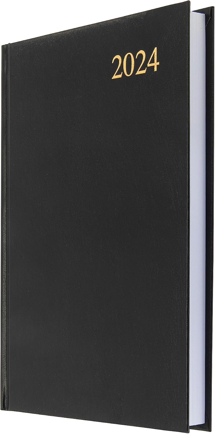 Collins Debden Collins Essential A4 Diary 2024 Daily Planner - 2024 Page A Day Diary Journal & 2024 Planner - Business Office Academic and Personal Use - A4 Size (Black).