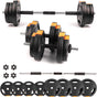 Phoenix Fitness Dumbbells Weight Set - Adjustable 2-in-1 Barbell Set for Exercise, Muscle and Strength Training - Weight: up to 15kg.