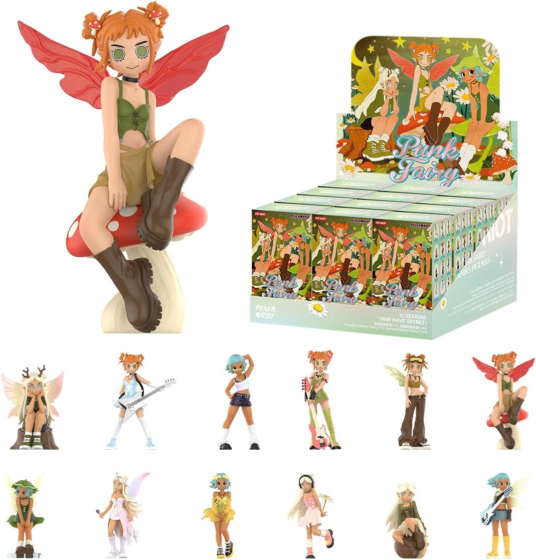 POP MART Peach Riot Punk Fairy Series Figures Whole Set（12Boxes） 2.5 inches Articulated Character Premium Design gifts for women Fan-Favorite blind box Collectible Toy Art Toy Action Figure.