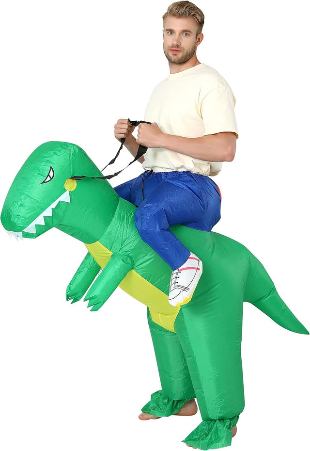 FXICH Inflatable Dinosaur Costume for Adult,Dinosaur Costume Inflatable Dinosaur Costume Fun Inflatable Dinosaur Costume for Halloween Party (Green).