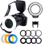 PLOTURE Flash Light with LCD Display Adapter Rings and Flash Diff-Users for Canon Nikon and Other DSLR Cameras.