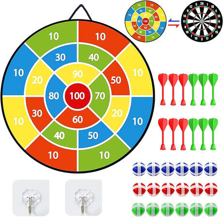 29 Inches Double-Sided Kids Dart Board Set, Boys Toys Double Sided Dartboards with 20 Sticky Balls, 8 Darts, Indoor Outdoor Party Games Toys Gifts for 4 5 6 7 8 Year Old Boy Girl and Adult.