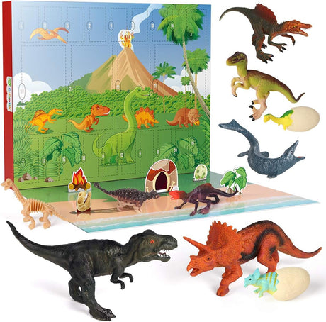 D-FantiX Dinosaur Advent Calendar 2024 for Kids, 24 Days Countdown to Christmas Advent Calendars Dino Toy Xmas Gift for Boys Girls 3 4 5 6 Years Old.