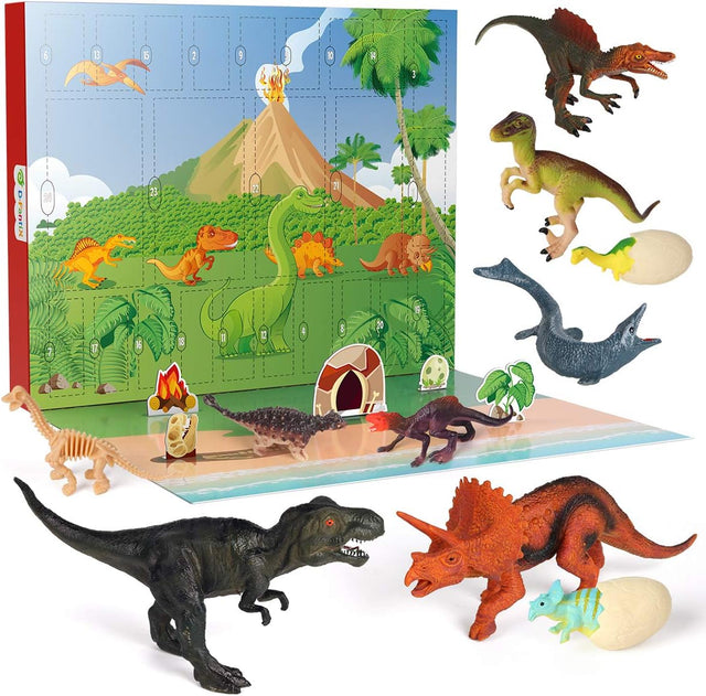 D-FantiX Dinosaur Advent Calendar 2024 for Kids, 24 Days Countdown to Christmas Advent Calendars Dino Toy Xmas Gift for Boys Girls 3 4 5 6 Years Old.