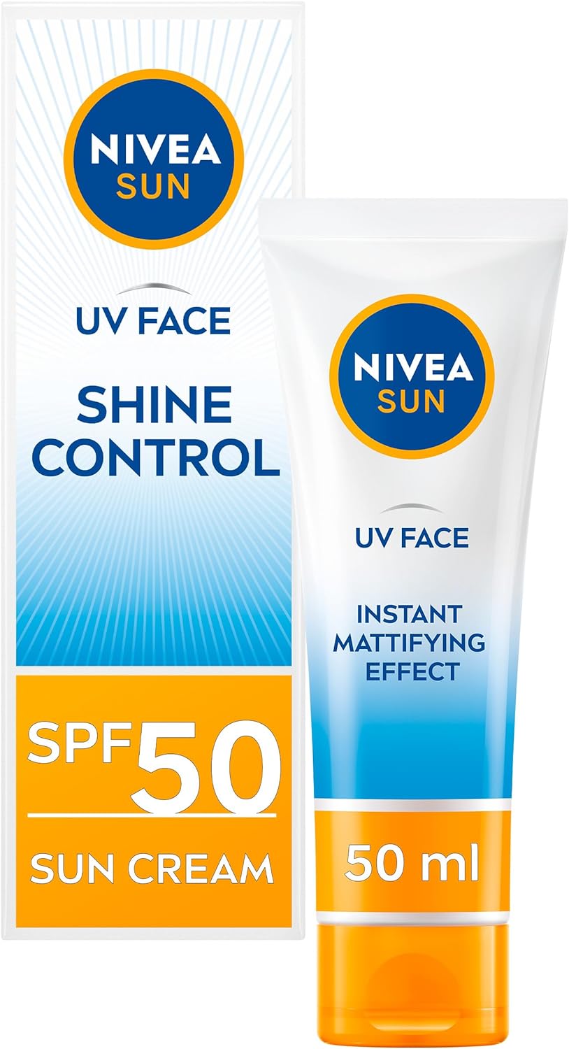 NIVEA Sun UV Face Sensitive SPF 50 Cream (50ml), Sunscreen Protects Against UVA/UVB Rays and Premature Skin Ageing, Sun Cream for Sensitive Facial Skin.