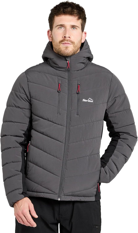 Peter Storm Men's Ingleton Hybrid Jacket with Stretch Fleece Panelling, Water Resistant and Insulated Men's Jacket, Men's Hiking & Outdoor Recreation Clothing (UKL, Grey).