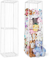 MHJY Stuffed Animals Zoo Storage Soft Toy Holder Organiser Large Cuddly Toys Storage Shelf with Elastic Band Stuffed Animals Cage for Nursery Playroom Bedroom Kids Room Furniture, White, L.