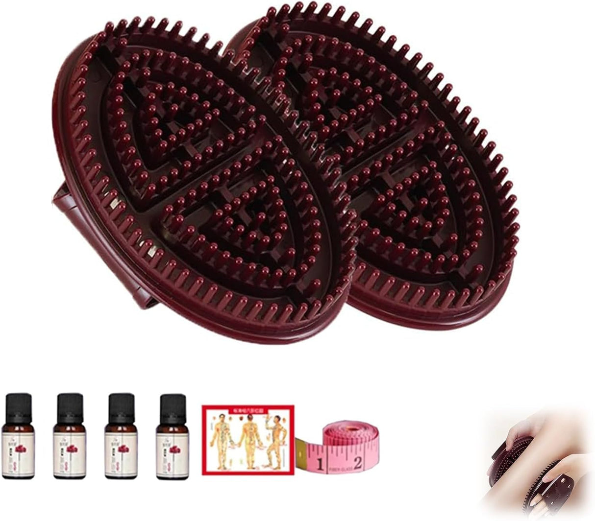 Meridian Brush Massage Brush, Beauty Salon Professional Custom Meridian Brush, Meridian Brush Massage Body Brush,Meridian Massage Brush,Full Body Relaxation Comb (2pcs+1pcsessential Oil,White).