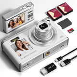 NBD 60MP Digital Camera for Photography, 4K Video Camera with Selfie Assist Screen, 16x Optical Zoom, Camera for Beginners with Selfie Assist Screen, 32GB SD Card Included (White).