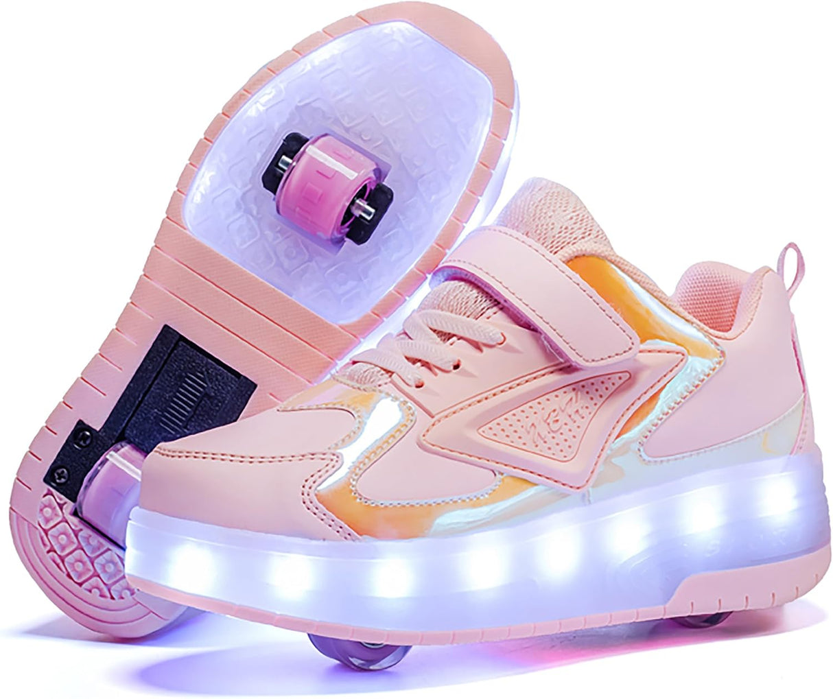 LED Light-Up Roller Skate Shoes with Retractable Wheels-Stylish Trainers for Boy, Girl, Kids, USB Rechargeable, Shiny Luminous Sneakers - Perfect for Party, Birthday, Christmas, Enhanced Safety.